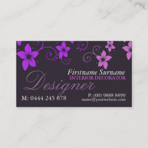 Carte de visite de designer floral rose violet