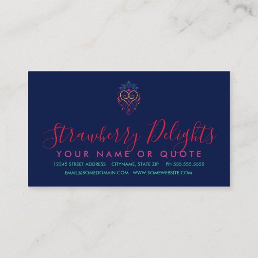 carte de visite de dessin de caniche à fraise (Dos)