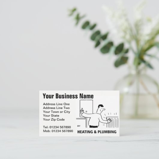 Carte de visite de dessin des services de chauffag (Debout devant)