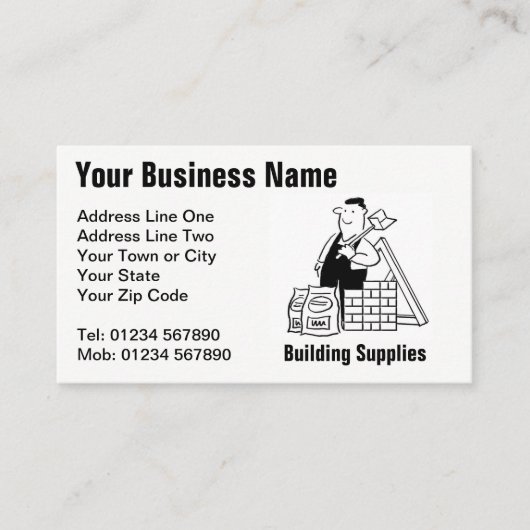 Carte de visite de dessin Fournitures de construct (Devant)