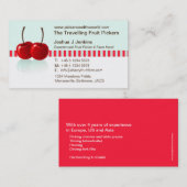 Carte de visite de détail complet de récolteuse de (Devant / Derrière)