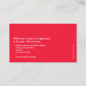 Carte de visite de détail complet de récolteuse de (Dos)