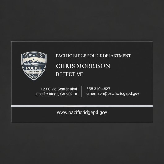 Carte de visite de détective d'officier de police