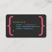 Carte de visite de développeur web (Dos)