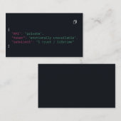 Carte de visite de devis de codeur noir - personna (Devant / Derrière)