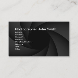 Carte de visite de diaphragme de photographe