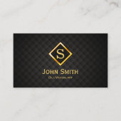 Carte De Visite de DJ en monogramme effet diamant noir et doré (Devant)