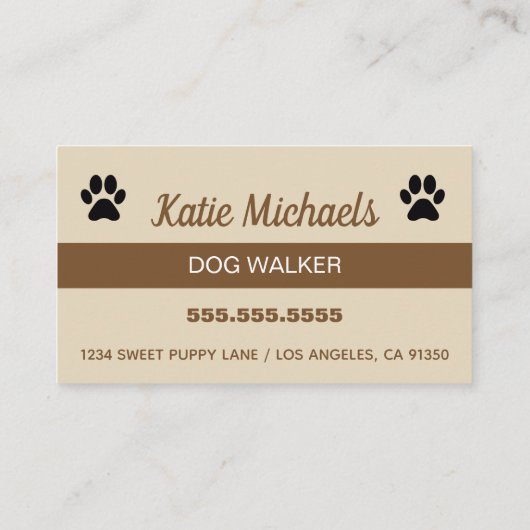 Carte de visite de Dog Walker (Dos)