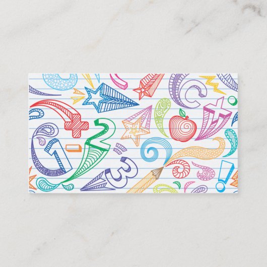 Carte de visite de doodle de l'école (Dos)