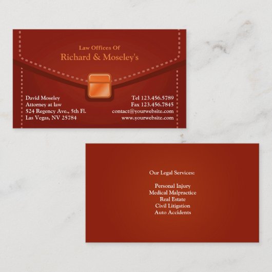 Carte de visite de dossier en droit (Devant / Derrière)