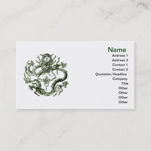 Carte de visite de dragon vert (Devant)