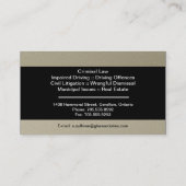 Carte de visite de droit - Avocat simple en pubero (Dos)