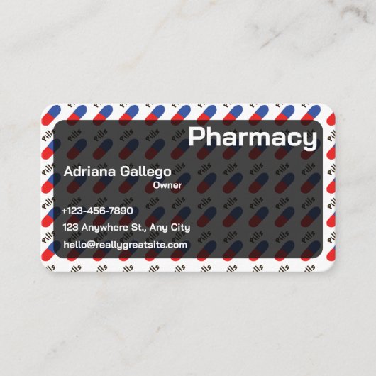 carte de visite de drugstore (modifiable) (Devant)
