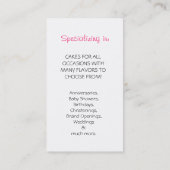 Carte de visite de fabricant de Baker ou de gâteau (Dos)