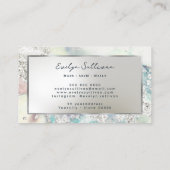 carte de visite de fausse feuille d'argent turquoi (Dos)