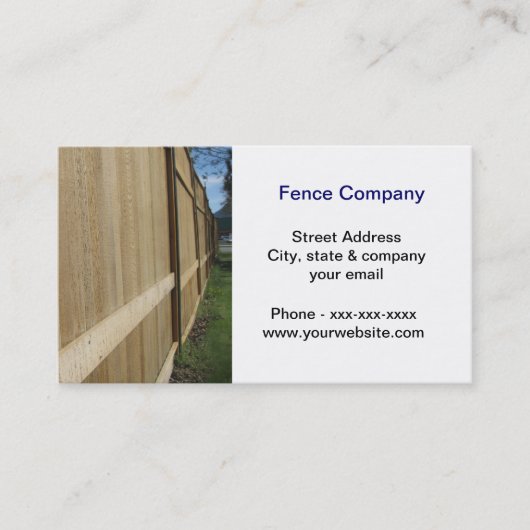 Carte de visite de Fence Company (Devant)