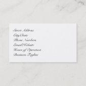 Carte de visite de Feng Shui (Dos)