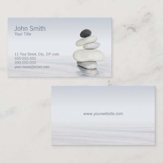 Carte de visite de Feng Shui de cailloux de zen (Devant / Derrière)