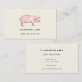 Carte de visite de ferme de cochon aquarelle (Devant / Derrière)
