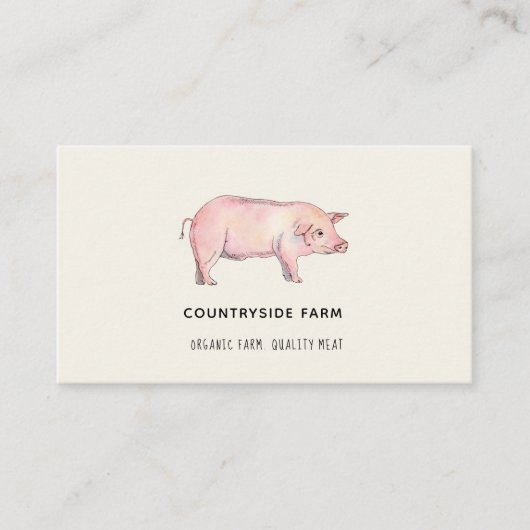 Carte de visite de ferme de cochon aquarelle (Devant)