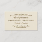 Carte de visite de ferme de moutons (Dos)