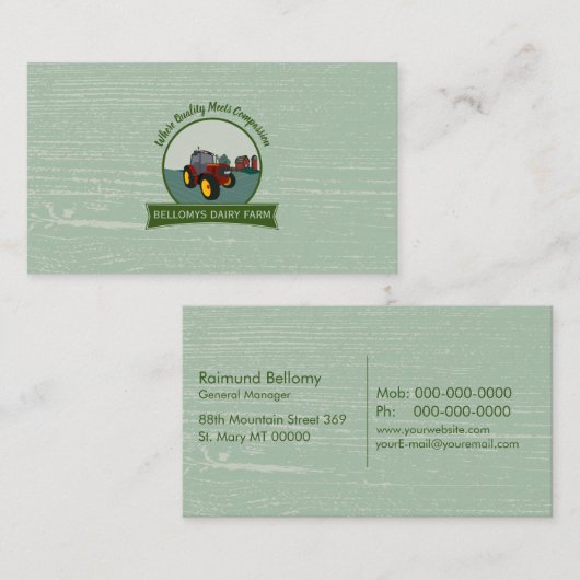Carte de visite de ferme laitière (Devant / Derrière)