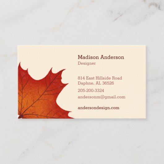 Carte de visite de feuille d'érable couleur créati (Devant)
