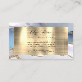 carte de visite de feuille d'or blanc agate bleu (Dos)