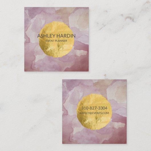 Carte de visite de feuille d'or d'aquarelle (Devant / Derrière)