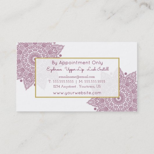 Carte de visite de feuille d'or de mandala (Dos)