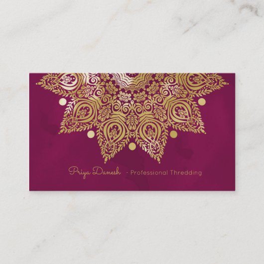 Carte de visite de feuille d'or de mandala (Devant)