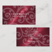 Carte de visite de feuilles rouges avec défilement (Devant / Derrière)