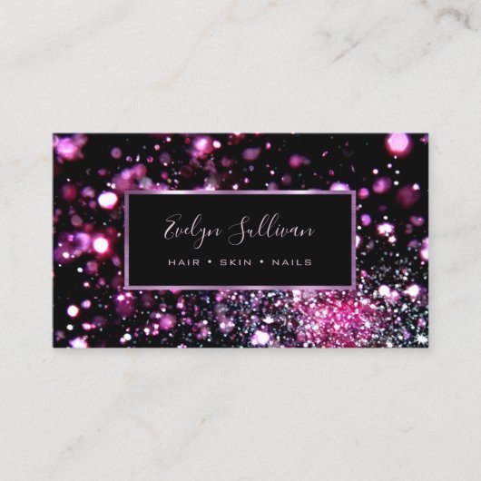 Carte de visite de feux de parties scintillant vio (Devant)