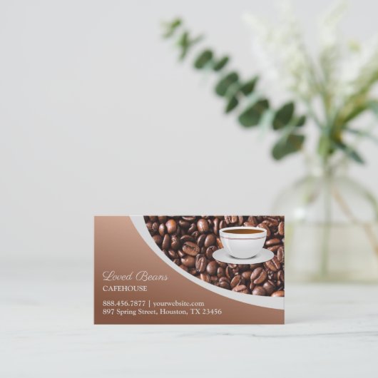 Carte de visite de fèves de café (Debout devant)