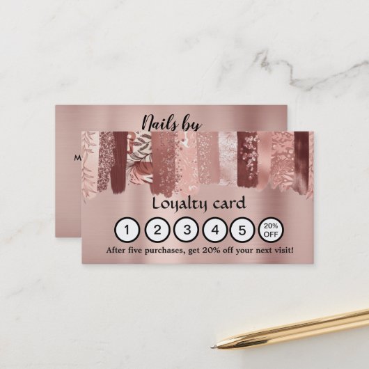 Carte de visite de fidélité à la brosse moderne (Devant/Arrière en situation)