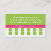 Carte de visite de fidélité client (Dos)