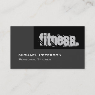 Carte de visite de fitness Black Grey Personal Tra