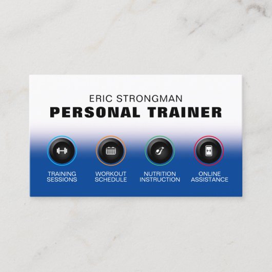 Carte de visite de fitness de style bouton moderne (Devant)