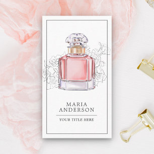 Carte de visite de flacon de parfum rose blush