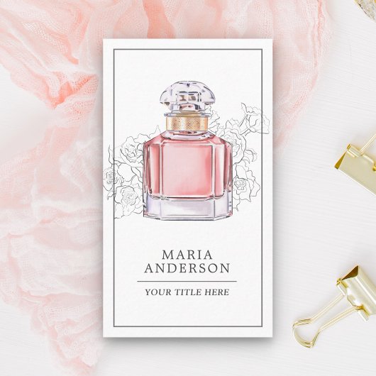 Carte de visite de flacon de parfum rose blush