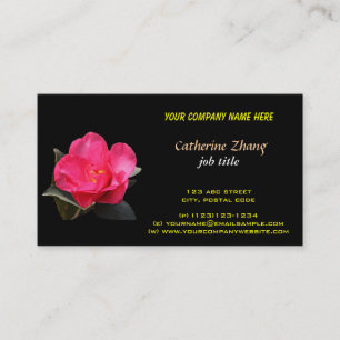 carte de visite de fleur de camélia rose