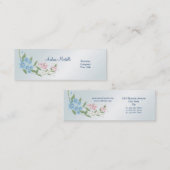 Carte de visite de fleur de fleurs bleues, roses, (Devant / Derrière)