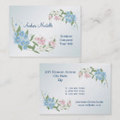 Carte de visite de fleur de fleurs bleues, roses, (Devant / Derrière)