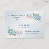 Carte de visite de fleur de fleurs bleues, roses, (Dos)