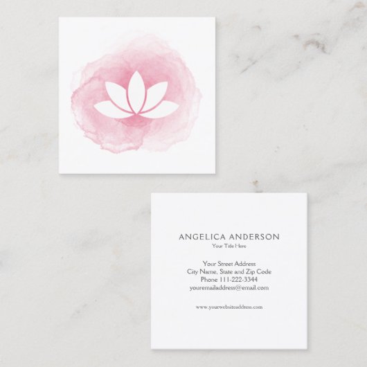 Carte de visite de fleur de Lotus d'aquarelle (Devant / Derrière)