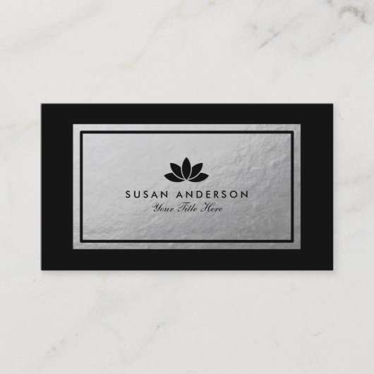 Carte de visite de fleur de Lotus de noir (Devant)