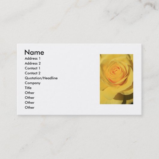 Carte de visite de fleur de rose jaune (Devant)
