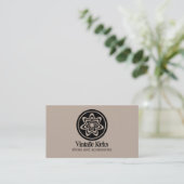 Carte de visite de fleur rétro funky, Latte (Debout devant)