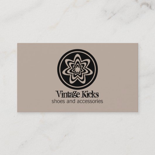 Carte de visite de fleur rétro funky, Latte (Devant)