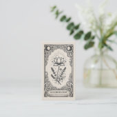 Carte de visite de fleuriste céleste vintage | Mys (Debout devant)